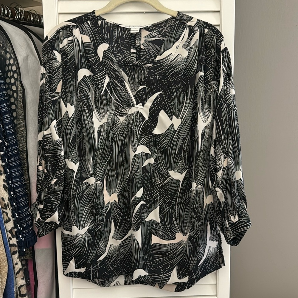 DVF Black and White Silk Blouse 2